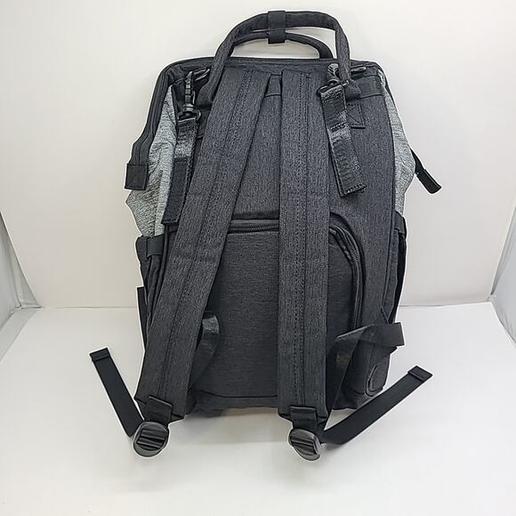 Delaney Lane Durable Stylish Baby Travel Diaper Bag Backpack Black Gray 16" - Picture 3 of 8